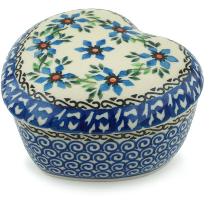 Polish Pottery Heart Shaped Jar 4&quot;