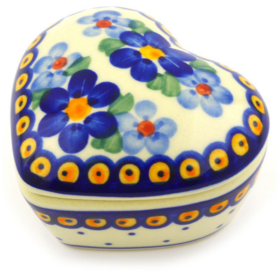 Polish Pottery Heart Shaped Jar 4&quot;