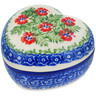 Polish Pottery Heart Shaped Jar 4&quot; Midsummer Bloom