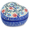 Polish Pottery Heart Shaped Jar 4" Neon Wreath
