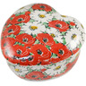 Polish Pottery Heart Shaped Jar 4&quot; Spring Blossom Harmony UNIKAT