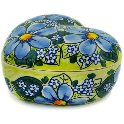 Polish Pottery Heart Shaped Jar 5&quot; Beautiful Dream UNIKAT