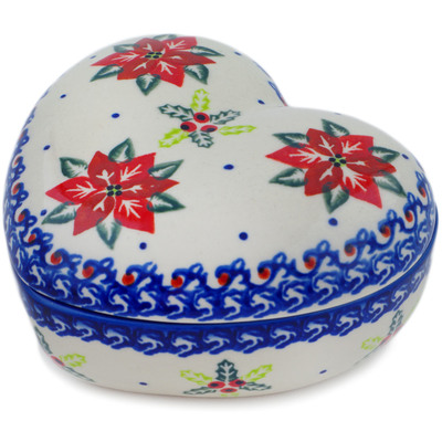 Polish Pottery Heart Shaped Jar 5&quot; Cardinal&#039;s Home UNIKAT
