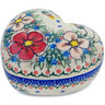 Polish Pottery Heart Shaped Jar 5&quot; Perfect Garden UNIKAT