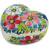 Polish Pottery Heart Shaped Jar 5&quot; Retro Garden UNIKAT