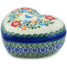 Polish Pottery Heart Shaped Jar 5&quot; Ring Of Meadow Flowers