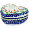 Polish Pottery Heart Shaped Jar 5&quot; Spring Flowers