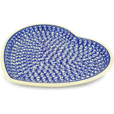 Polish Pottery Heart Shaped Platter 11&quot; Aegean Sea