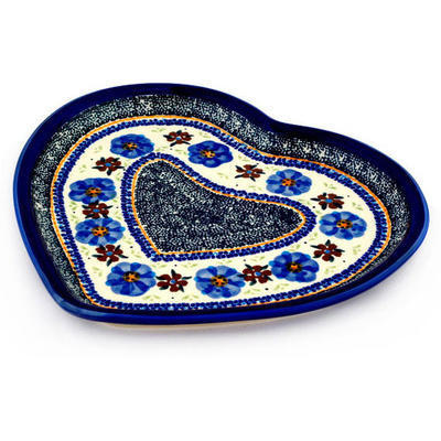 Polish Pottery Heart Shaped Platter 11&quot; Circle The Garden UNIKAT