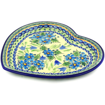 Polish Pottery Heart Shaped Platter 11&quot; Evangeline UNIKAT