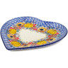 Polish Pottery Heart Shaped Platter 9&quot; Autumn Falling Leaves UNIKAT