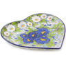 Polish Pottery Heart Shaped Platter 9&quot; Blue Wild Field Flowers UNIKAT