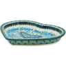 Polish Pottery Heart Shaped Platter 9&quot; Bright Blue Happiness UNIKAT