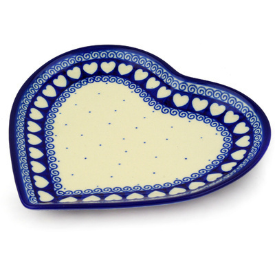 Polish Pottery Heart Shaped Platter 9&quot; Light Hearted