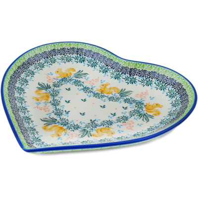 Polish Pottery Heart Shaped Platter 9&quot; Nuts About You UNIKAT