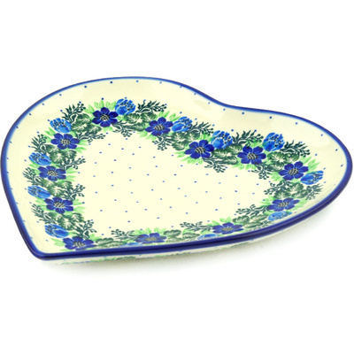 Polish Pottery Heart Shaped Platter 9&quot; Polish Wreath