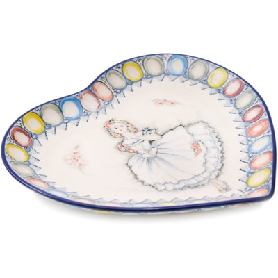 Polish Pottery Heart Shaped Platter 9&quot; Pricess UNIKAT