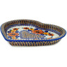 Polish Pottery Heart Shaped Platter 9&quot; Retro Brown Beauty UNIKAT