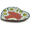 Polish Pottery Heart Shaped Platter 9&quot; Sweet Red Petals UNIKAT