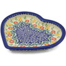 Polish Pottery Heart Shaped Platter 9&quot; Wave Of Flowers