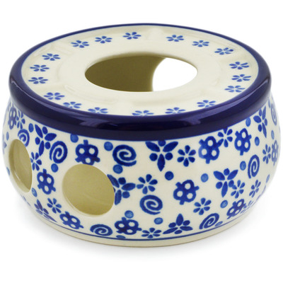 Polish Pottery Heater 4&quot; Blue Confetti
