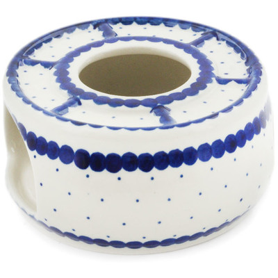 Polish Pottery Heater 4&quot; Blue Polka Dot