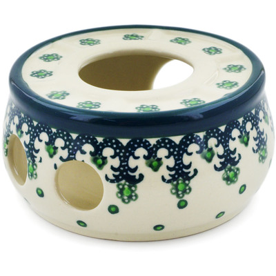 Polish Pottery Heater 4&quot; Green Dots