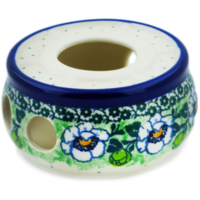 Polish Pottery Heater 4&quot; Green Flora