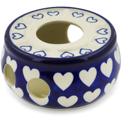 Polish Pottery Heater 4&quot; Hypnotic Hearts