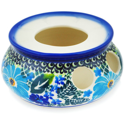 Polish Pottery Heater 4&quot; Soft Blue Petals UNIKAT