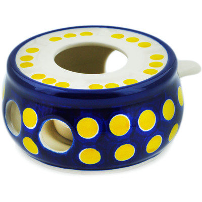 Polish Pottery Heater 4&quot; Yellow Dots