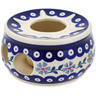Polish Pottery Heater 5&quot; Peacock Forget-me-not