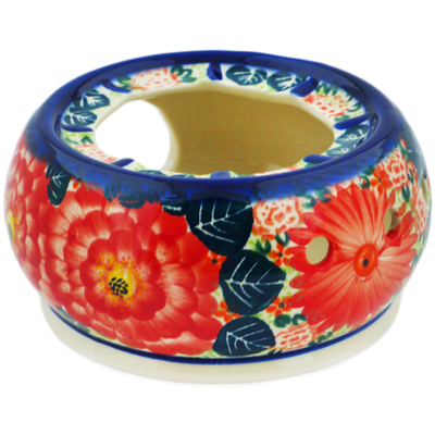 Polish Pottery Heater 5&quot; Radiant Red Garden UNIKAT