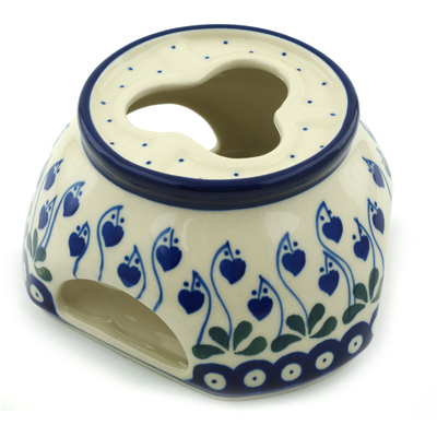 Polish Pottery Heater 6&quot; Bleeding Heart Peacock