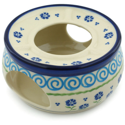 Polish Pottery Heater 6&quot; Blue Bursts