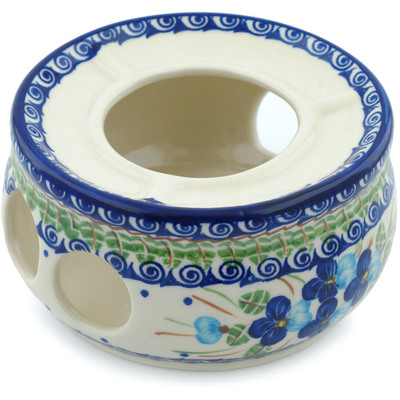 Polish Pottery Heater 6&quot; Blue Pansy
