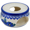 Polish Pottery Heater 6&quot; Blue Wildflower UNIKAT