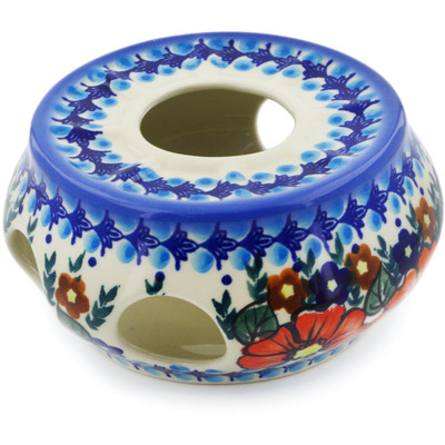 Polish Pottery Heater 6&quot; Bold Poppies UNIKAT