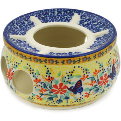 Polish Pottery Heater 6&quot; Butterfly Summer Garden UNIKAT