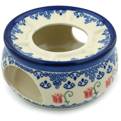 Polish Pottery Heater 6&quot; Butterfly Tulips