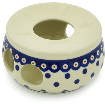 Polish Pottery Heater 6&quot; Peacock Dots