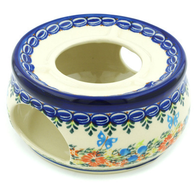 Polish Pottery Heater 6&quot; Ring Of Flowers UNIKAT