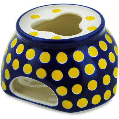 Polish Pottery Heater 6&quot; Yellow Dots