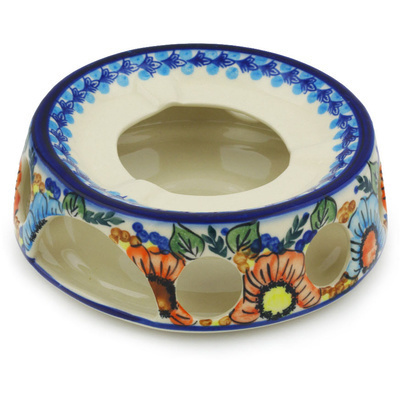 Polish Pottery Heater 7&quot; Bold Poppies UNIKAT