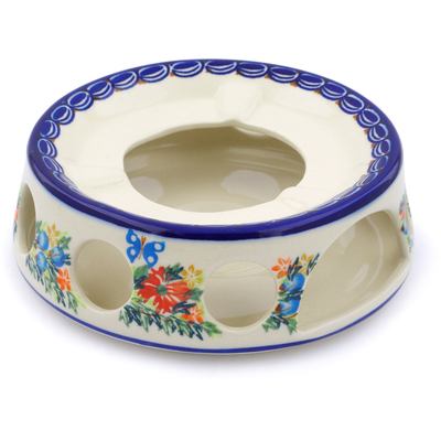Polish Pottery Heater 7&quot; Ring Of Flowers UNIKAT