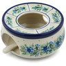 Polish Pottery Heater with Candle Holder 6&quot; Blue Bell Wreath