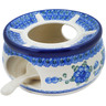 Polish Pottery Heater with Candle Holder 6&quot; Blue Poppies
