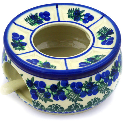 Polish Pottery Heater with Candle Holder 6&quot; Blueberry Fields Forever