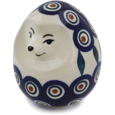 Polish Pottery Hedgehog Figurine 3&quot; Peacock Leaves