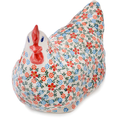Polish Pottery Hen Figurine 9&quot; Floral Frenzy